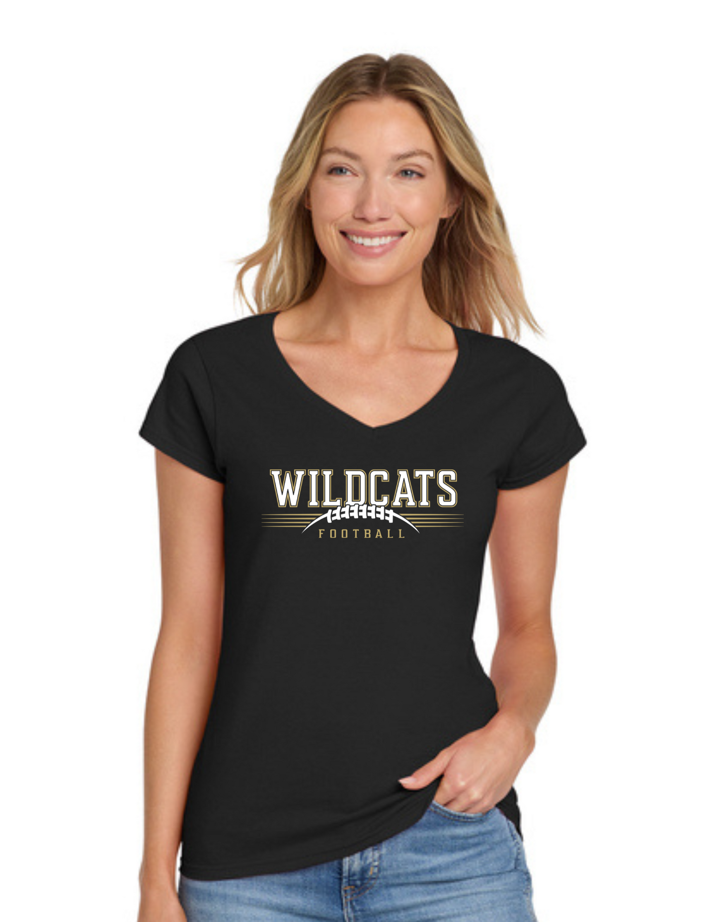WWJR Wildcats Football V-neck Womens