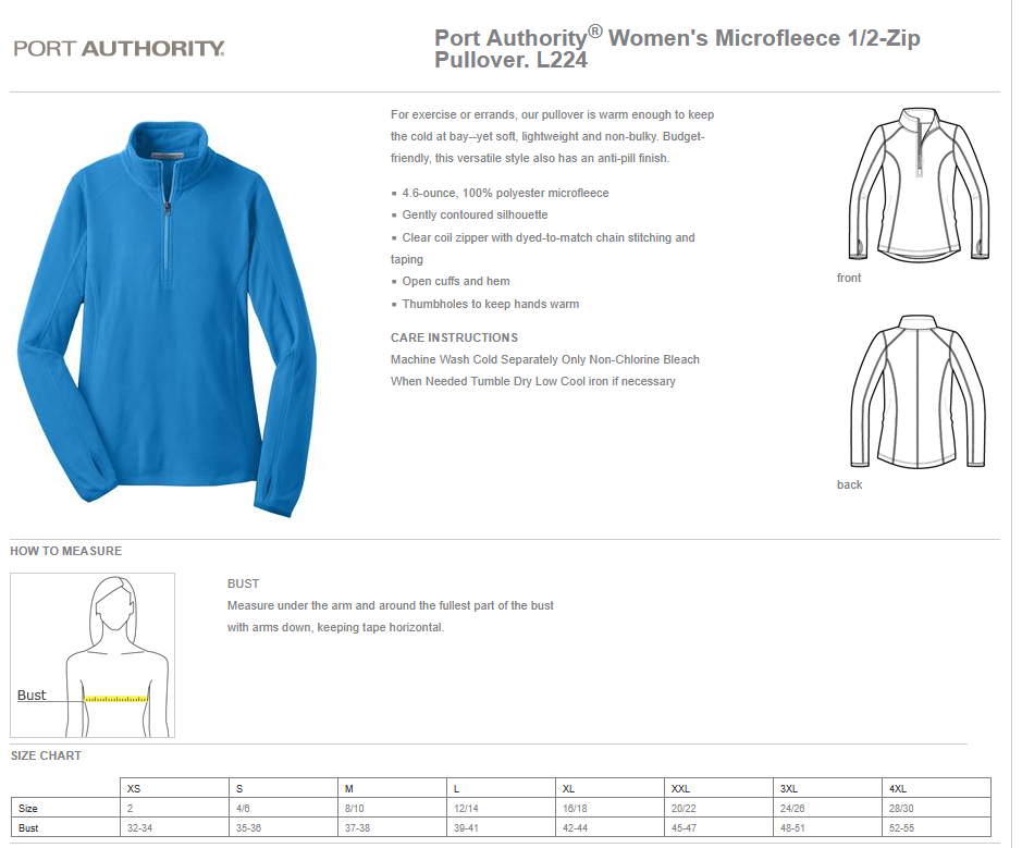 WWJR Wildcats Embroidered Port Authority® Women's Microfleece 1/2-Zip Pullover