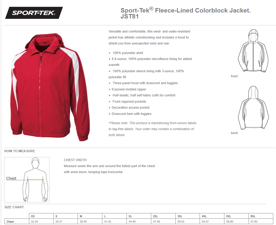 WWJR Wildcats Sport-Tek Fleece Lines Jacket Adult and Youth with Embroidery