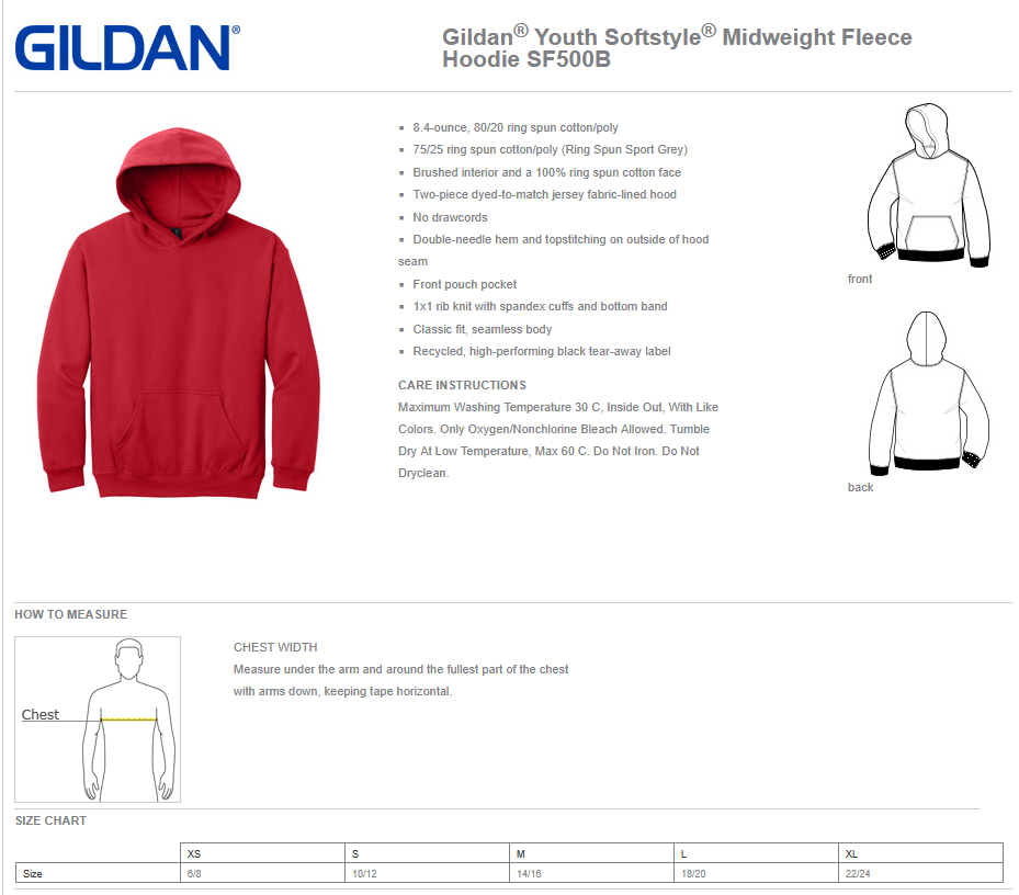 WWJR Wildcats Glitter Cheer Designs Youth Gildan® Softstyle® Pullover Hooded Sweatshirt