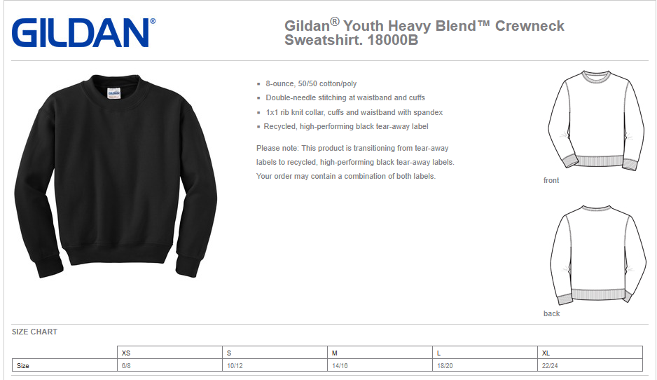 WWJR Glitter Cheer Gildan Heavy Crewneck Sweatshirt Youth & Adult