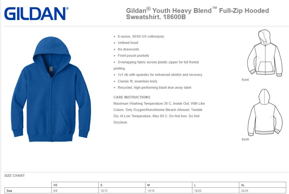 WWJR Wildcats Youth and Adult Gildan® Softstyle® Pullover Hooded Sweatshirt