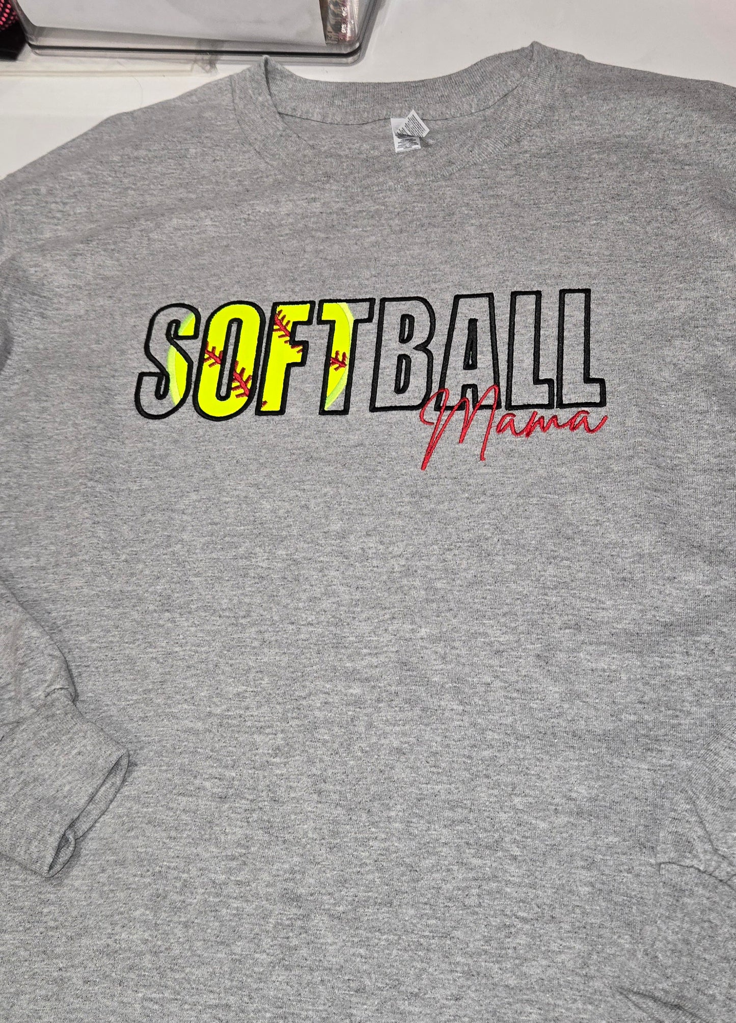 Embroidered Baseball Mama or Softball Mama T-shirt, Hoodie, or Crewneck