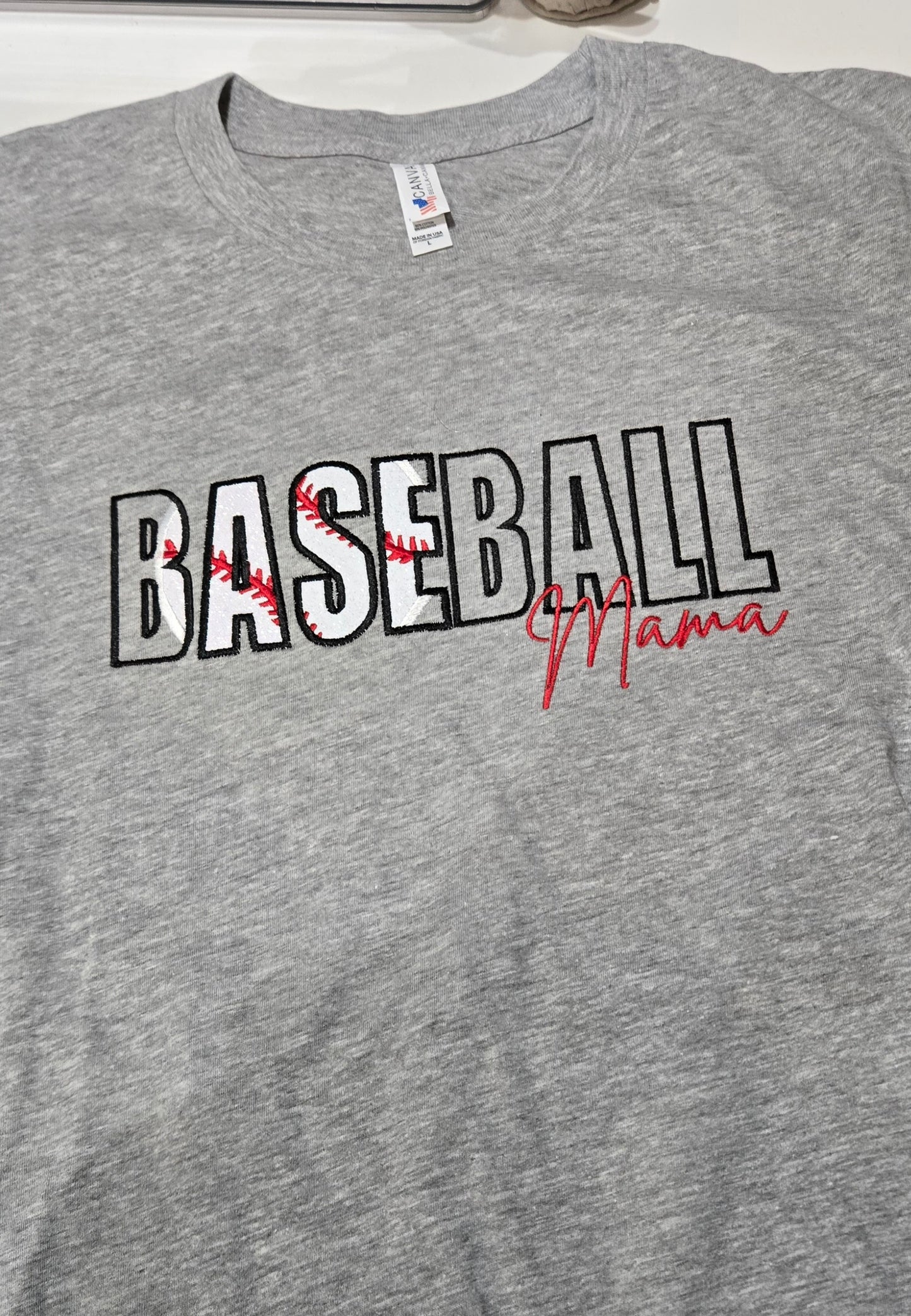 Embroidered Baseball Mama or Softball Mama T-shirt, Hoodie, or Crewneck