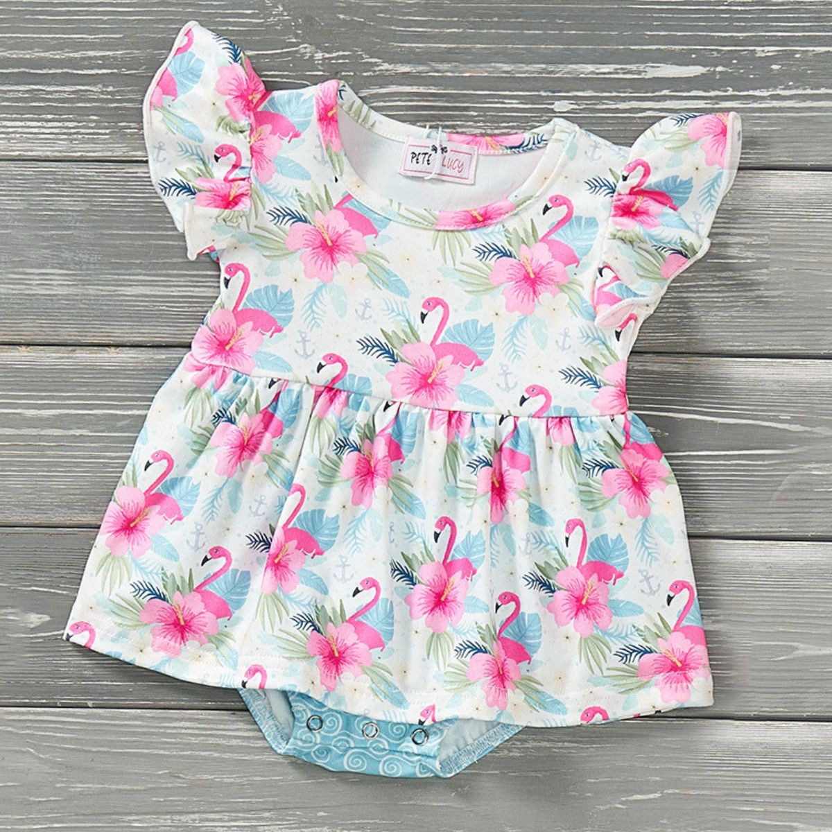 Pete & Lucy Plumes & Blooms infant Romper size 9/12 months