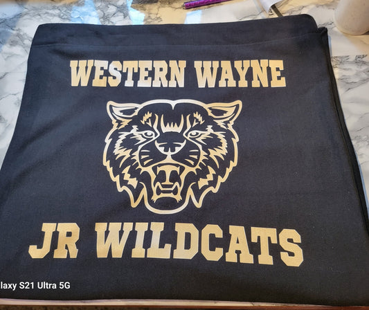 WW Jr. Wildcats Stadium Blanket Black with Gold Fundraiser item