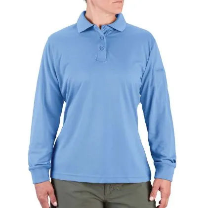 Women's Uniform Basic Polo - Long Sleeve-Light Blue